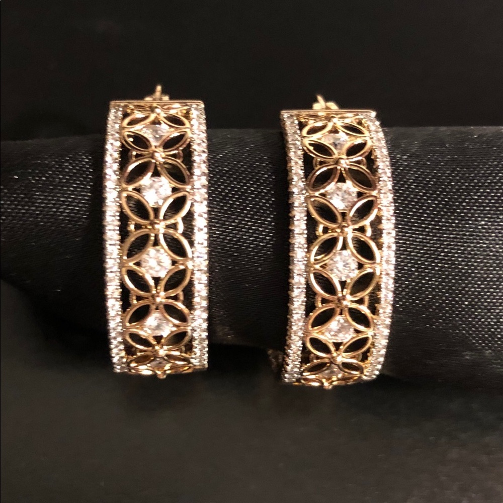 Swarovski 18k Gold-Plated Filigree Hoop Earrings